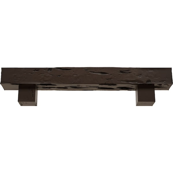 Kit W/ Alamo Corbels, NaturaL Mahogany, 6H X 10D X 84W Pecky Cypress Faux Wood Fireplace ManteL